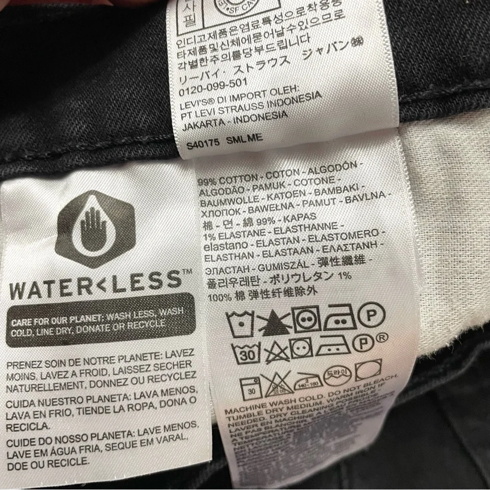 Levi’s 511 Black Slim Straight Leg Stretch Jeans 32x32 Denim